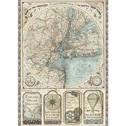 STAMPERIA Decoupage A4 Rice Paper Map of New York